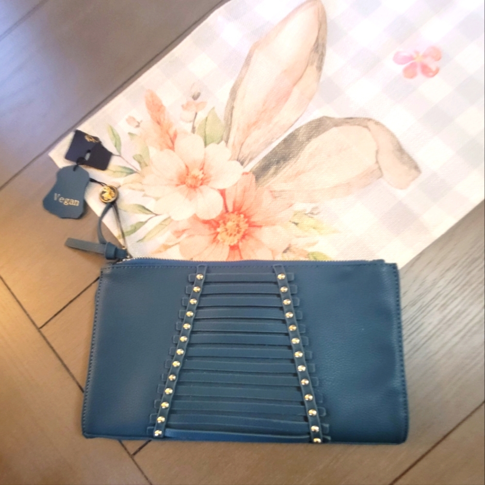 Lionel Vegan Leather Teal Clutch Bag